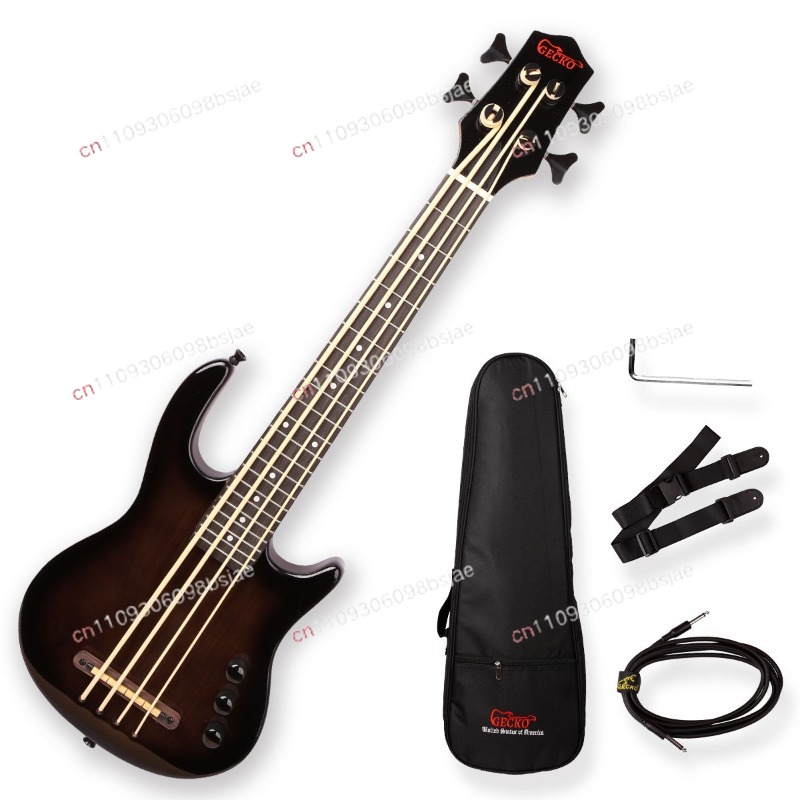 Bass Guitar Strings - Czarna gitara elektryczna typu Black Bass,
