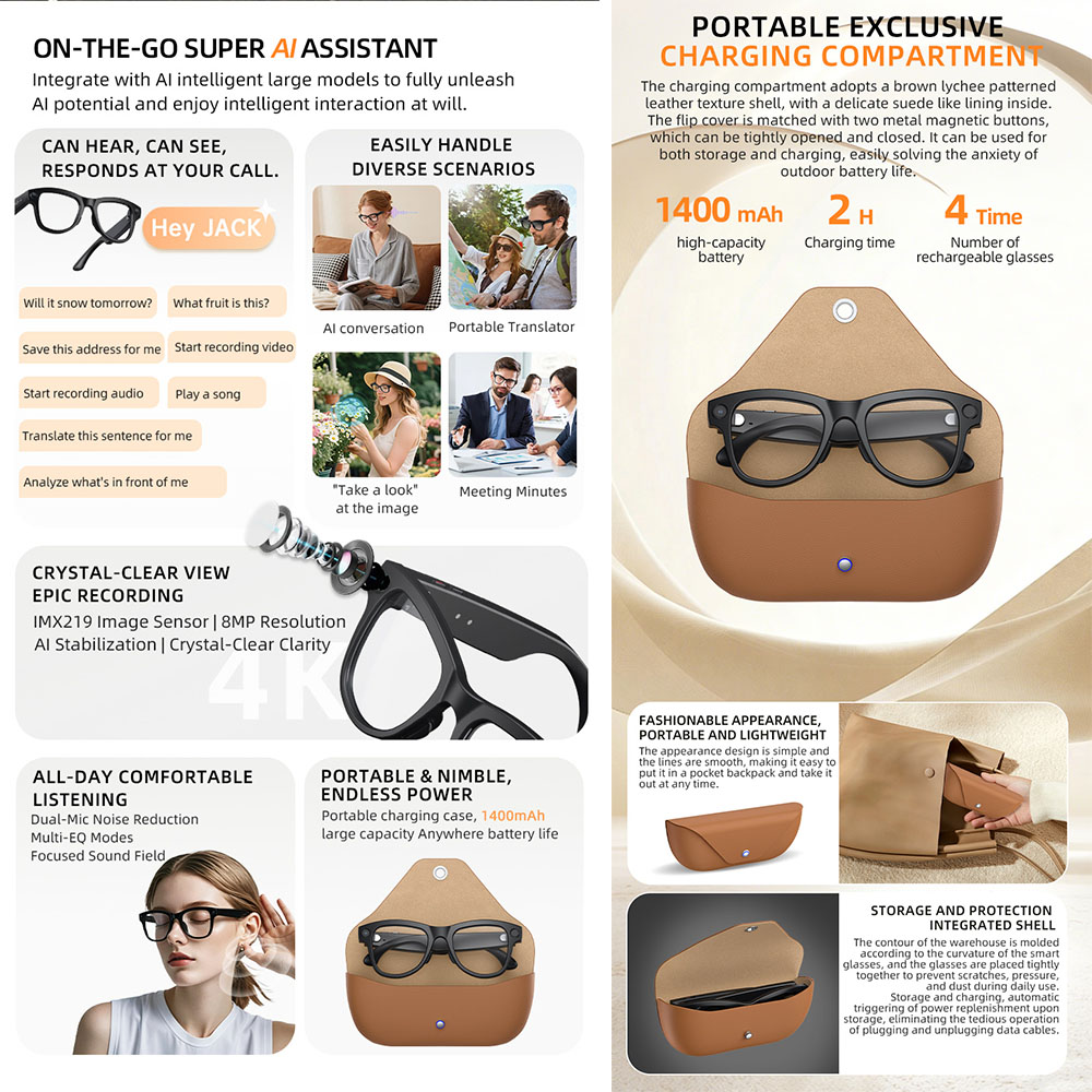 Inteligentne okulary AI z kame – Audio Music Recognition recenzja i cena